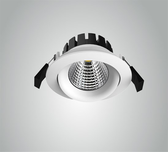 MV+Süvisvalgusti Mali LED 10W 650lm 3000K 36° IP54, suunatav 25°; hämardatav faasilõikedimmeriga; ava Ø82-88mm; metall, valge